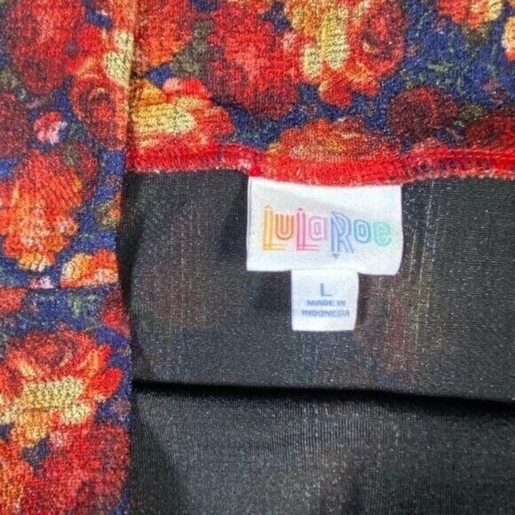 Watercolor Roses Pencil Skirt LuLaRoe CASSIE Navy Large L NWT HTF LLR - Picture 5 of 6